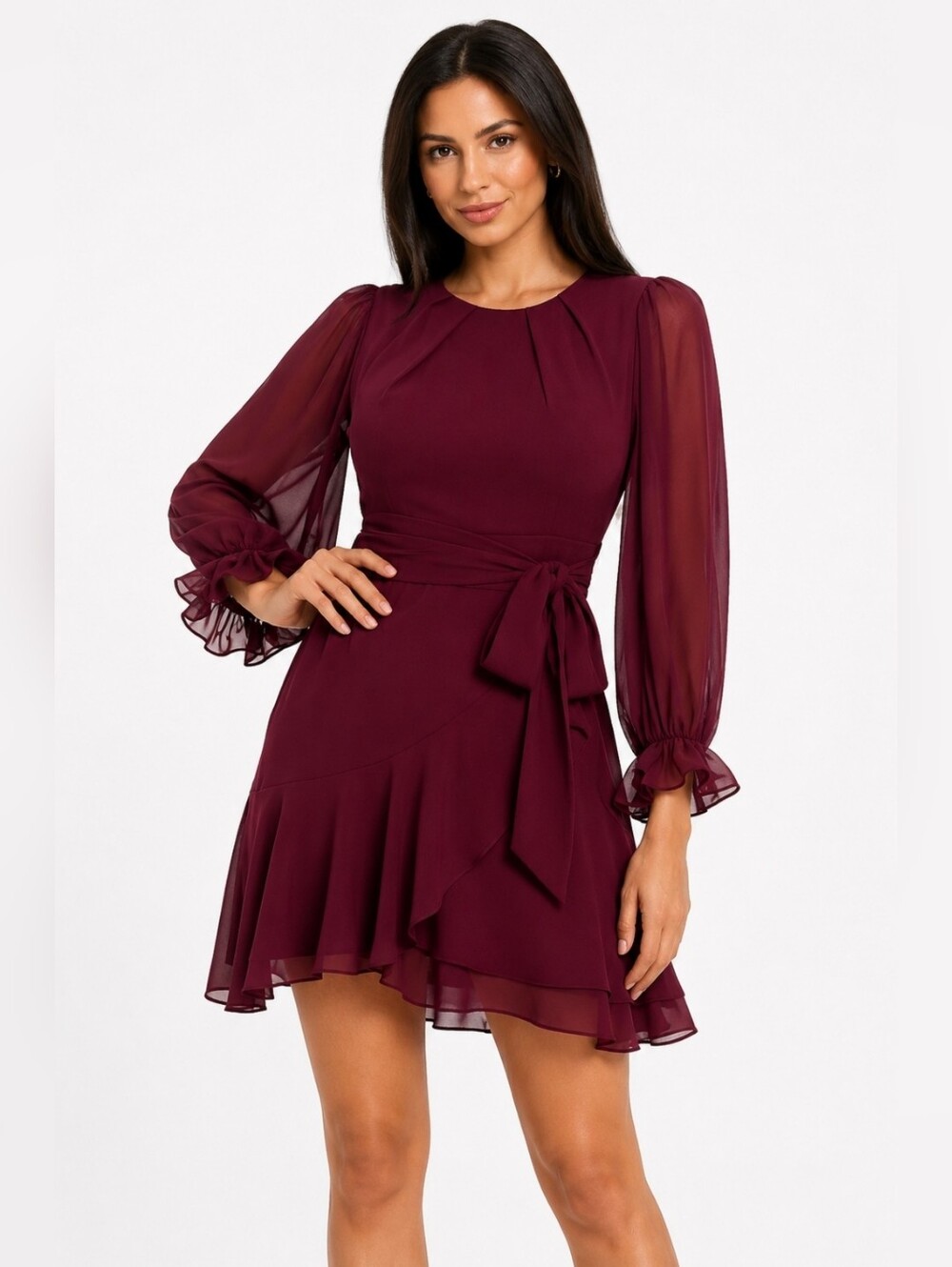 B Darlin Juniors' Asymmetrical-Ruffle A-line Dress Size 3/4 NWT
